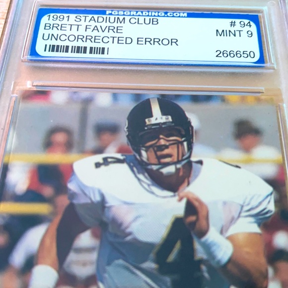 Stadium Club Other - Men’s 1991 Brett Favre Uncorrected Error Card Mint 9